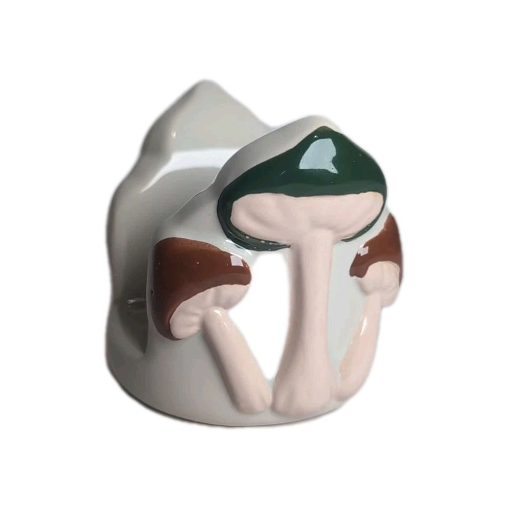 Ciroa Stoneware 3"X 3" Merry Mushrooms Cluster Napkin Holder Home Kitchen Decor